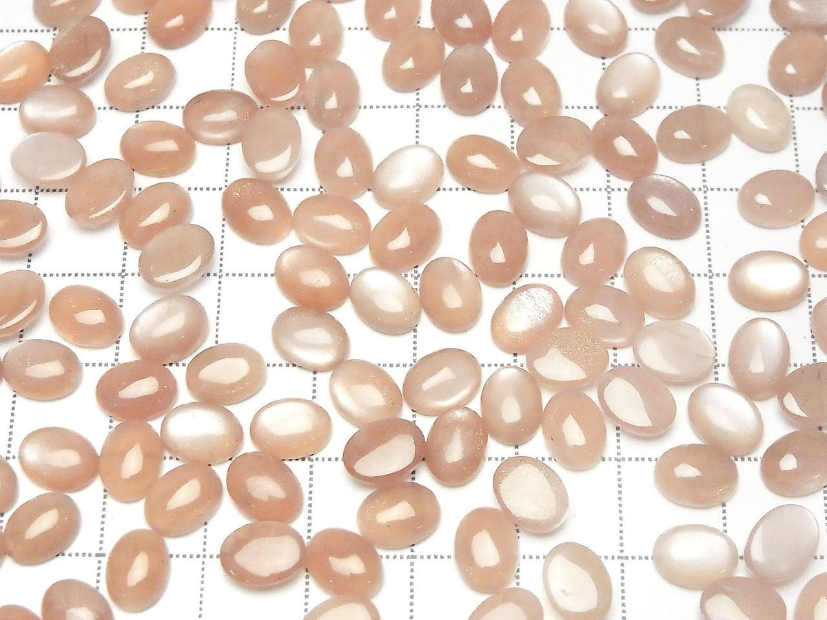 Peach Moonstone AAA- Oval Cabochon 8x6mm 10pcs