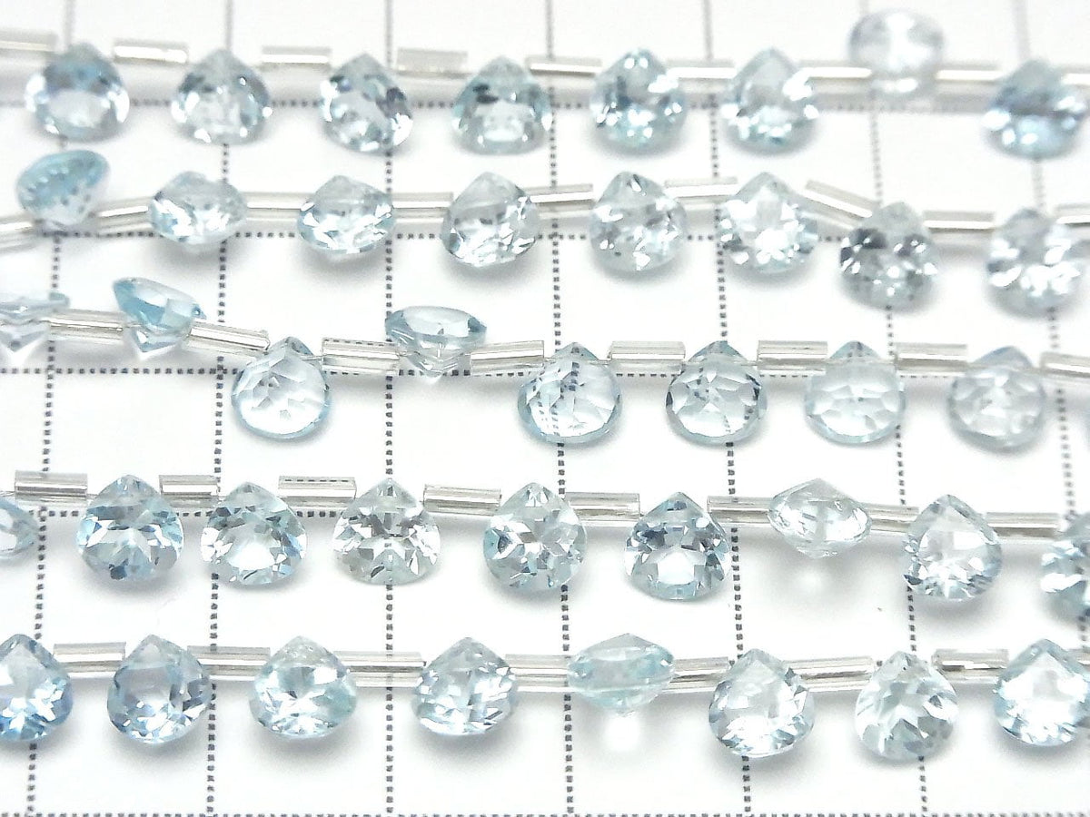 Hochwertiger himmelblauer Topas AAA Kastanienform facettiert 6x6mm halbe oder 1 Strang Perlen (18 Stück)