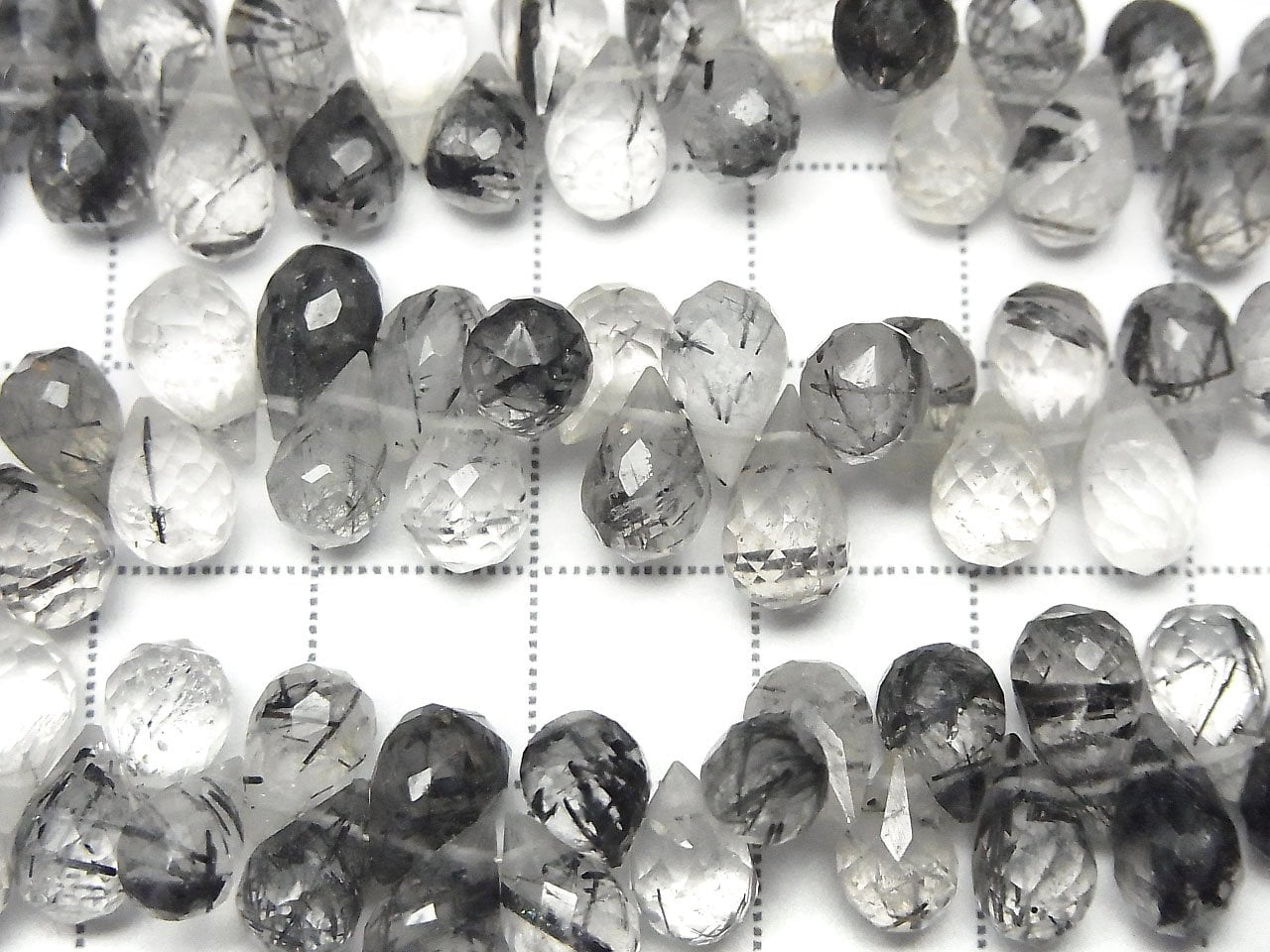 Tourmaline Quartz de haute qualité AAA - Briolettes à facettes en goutte 1 rang (env. 7 po/18 cm)