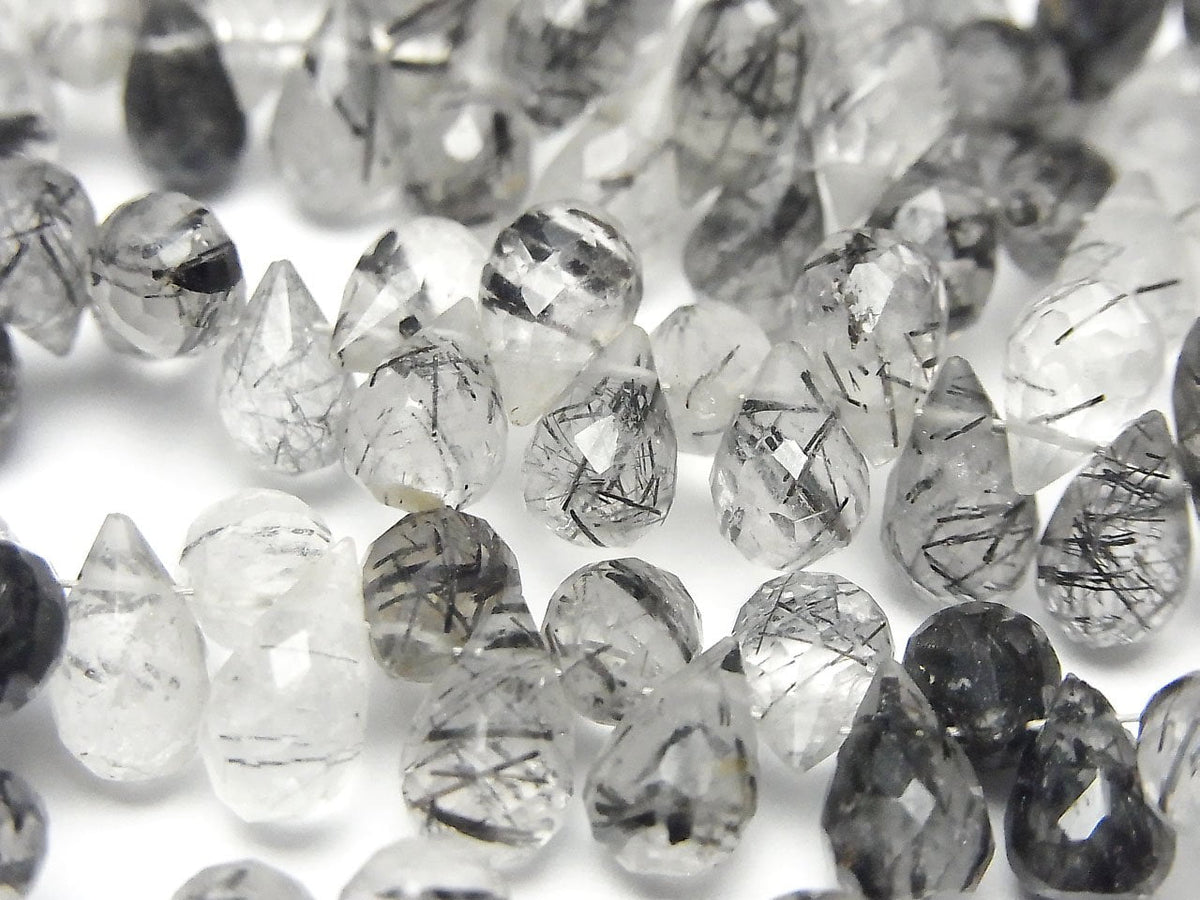 High Quality Tourmaline Quartz AAA- Drop Faceted Briolette 1strand beads (aprx.7inch/18cm)