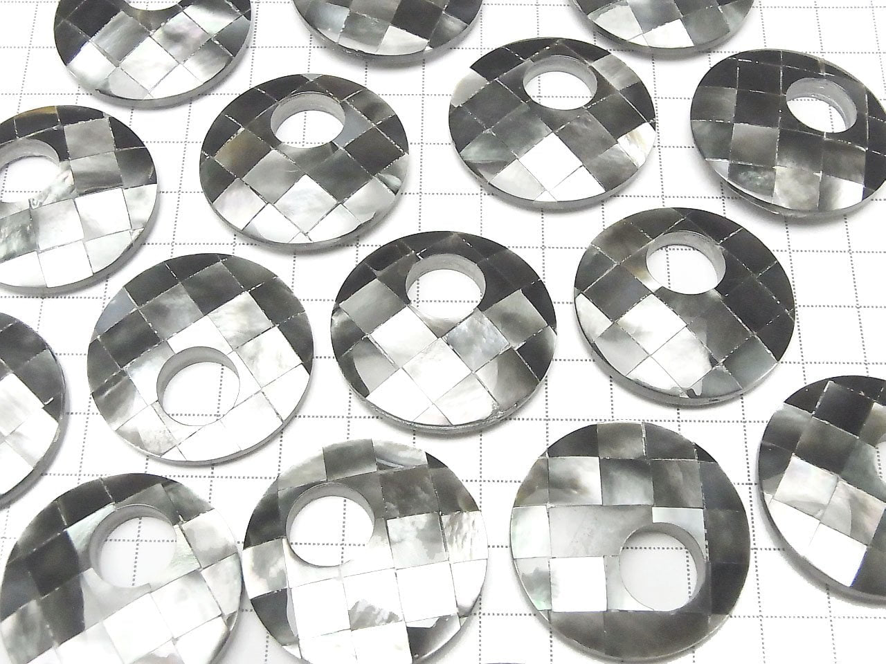 [Vidéo] Coquillage Mosaïque (Donut) 35mm Noir 1 pièce