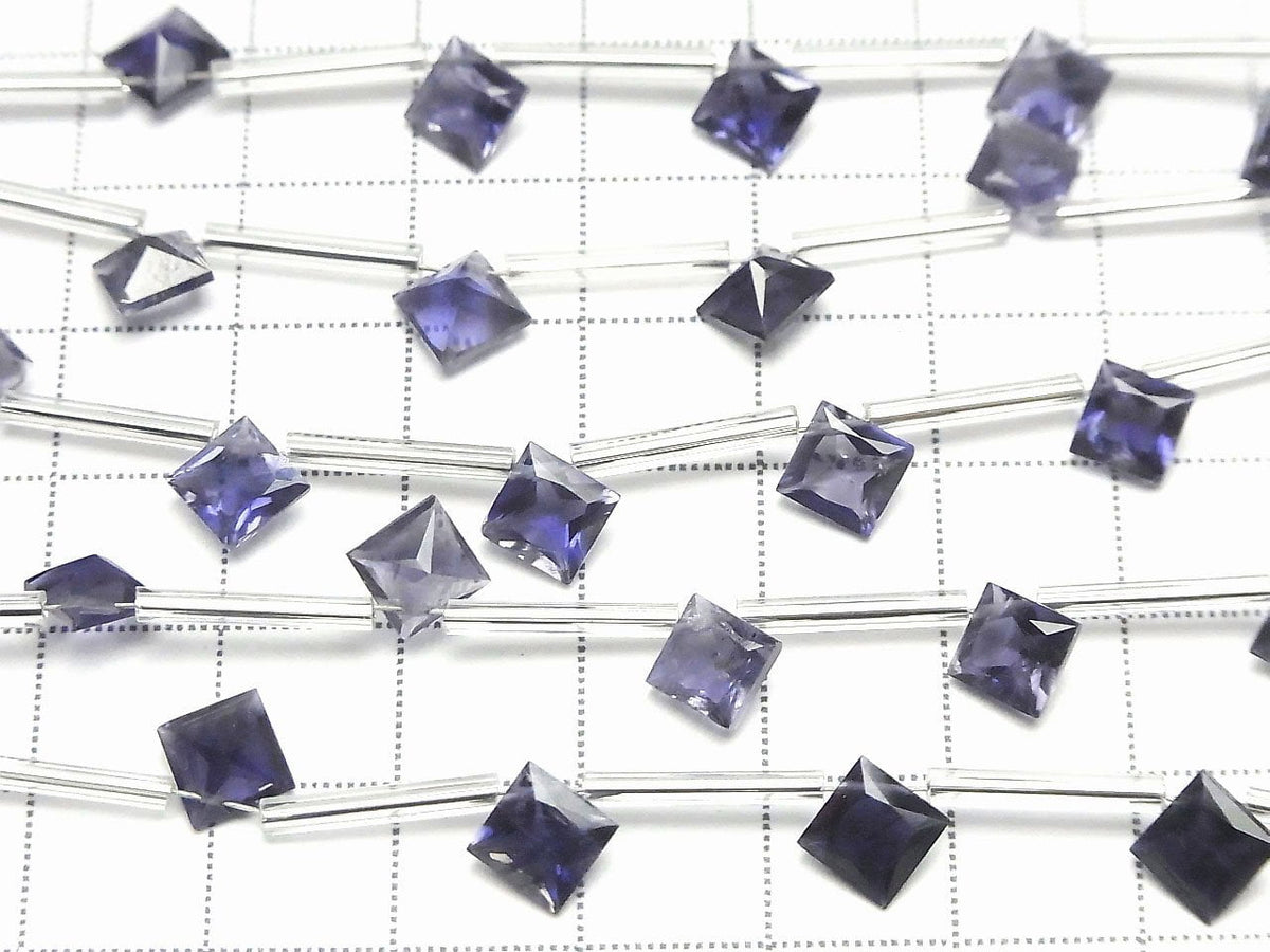 Hochwertiger Iolith AAA Diamant Prinzessschnitt 8 x 8 mm 1 Strang (8 Stk)