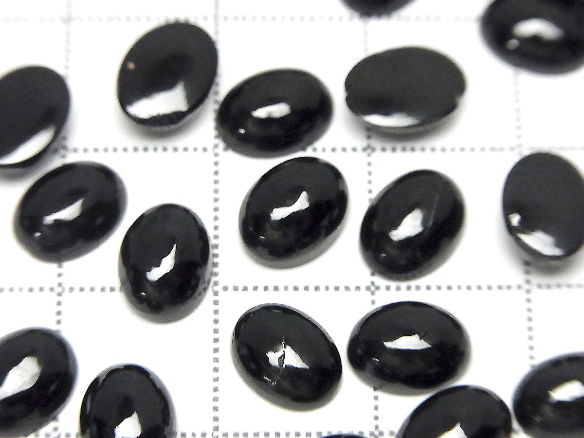Black Spinel AAA Oval Cabochon 8x6mm 5pcs