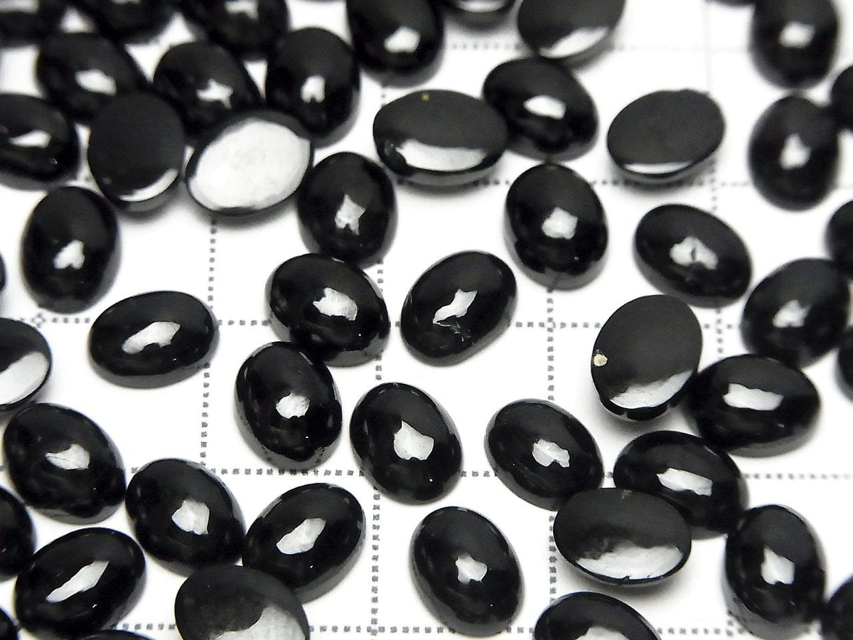 Schwarzer Spinell AAA ovaler Cabochon 8x6mm 5 Stück