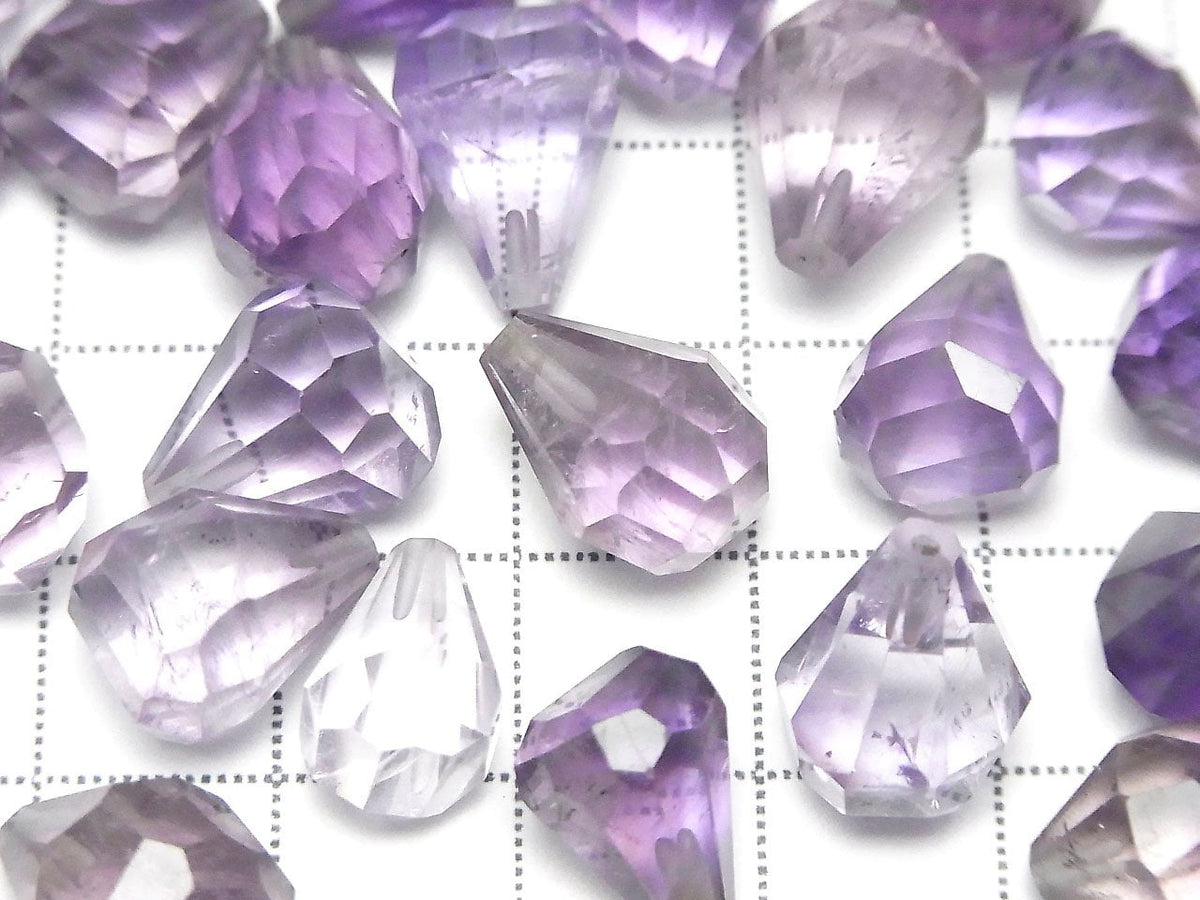Hochwertiger Amethyst AAA halb durchbohrte grobe facettierte Tropfen 3 Stück