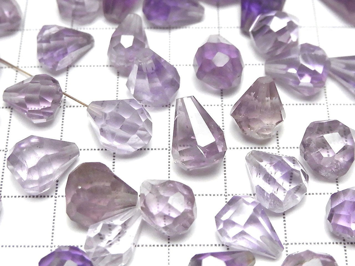 High Quality Amethyst AAA Half Drilled Hole Rough Faceted Drop 3pcs