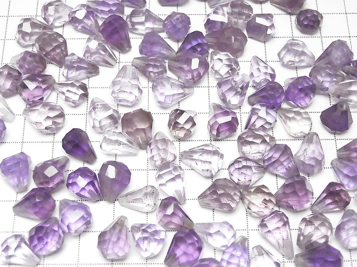 High Quality Amethyst AAA Half Drilled Hole Rough Faceted Drop 3pcs