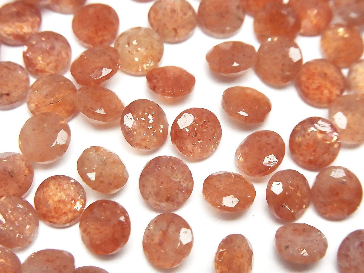 Hochwertiger Sonnenstein AAA Lose Steine Rund Facettiert 6x6mm 5 Stück