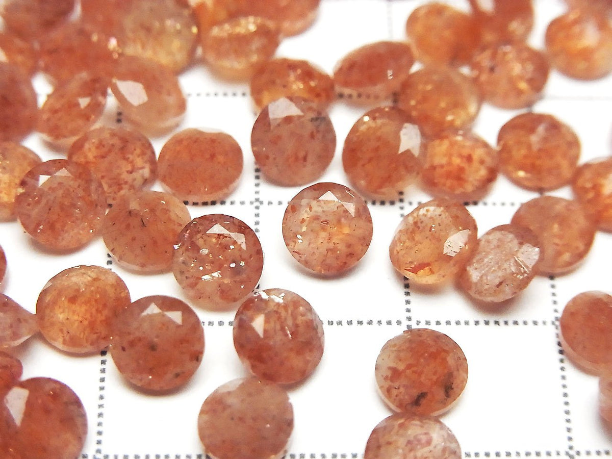 Hochwertiger Sonnenstein AAA Lose Steine Rund Facettiert 6x6mm 5 Stück