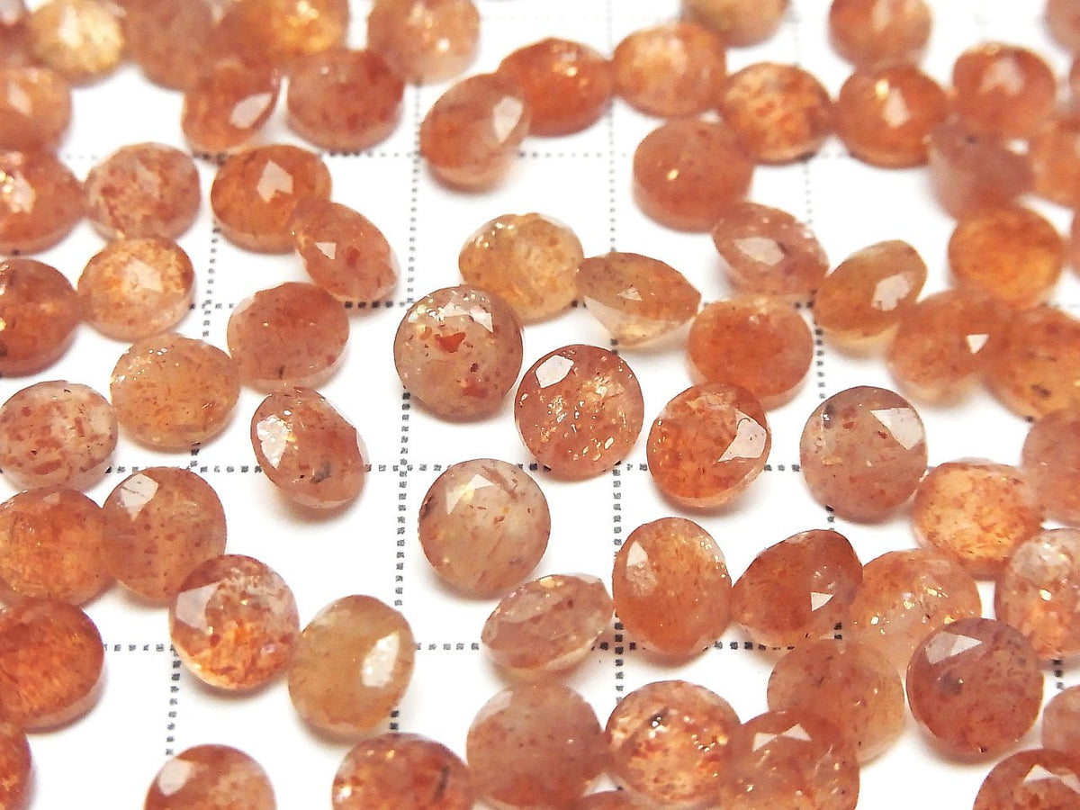 Hochwertiger Sonnenstein AAA Lose Steine Rund Facettiert 6x6mm 5 Stück