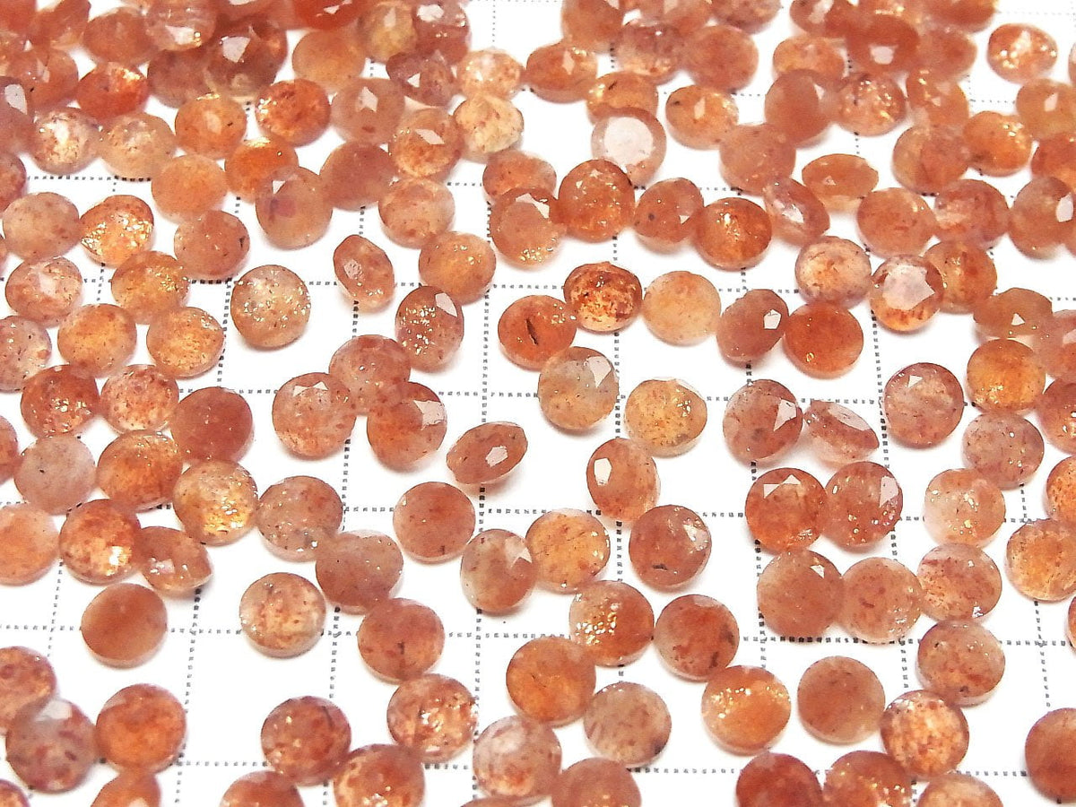 Hochwertiger Sonnenstein AAA Lose Steine Rund Facettiert 6x6mm 5 Stück