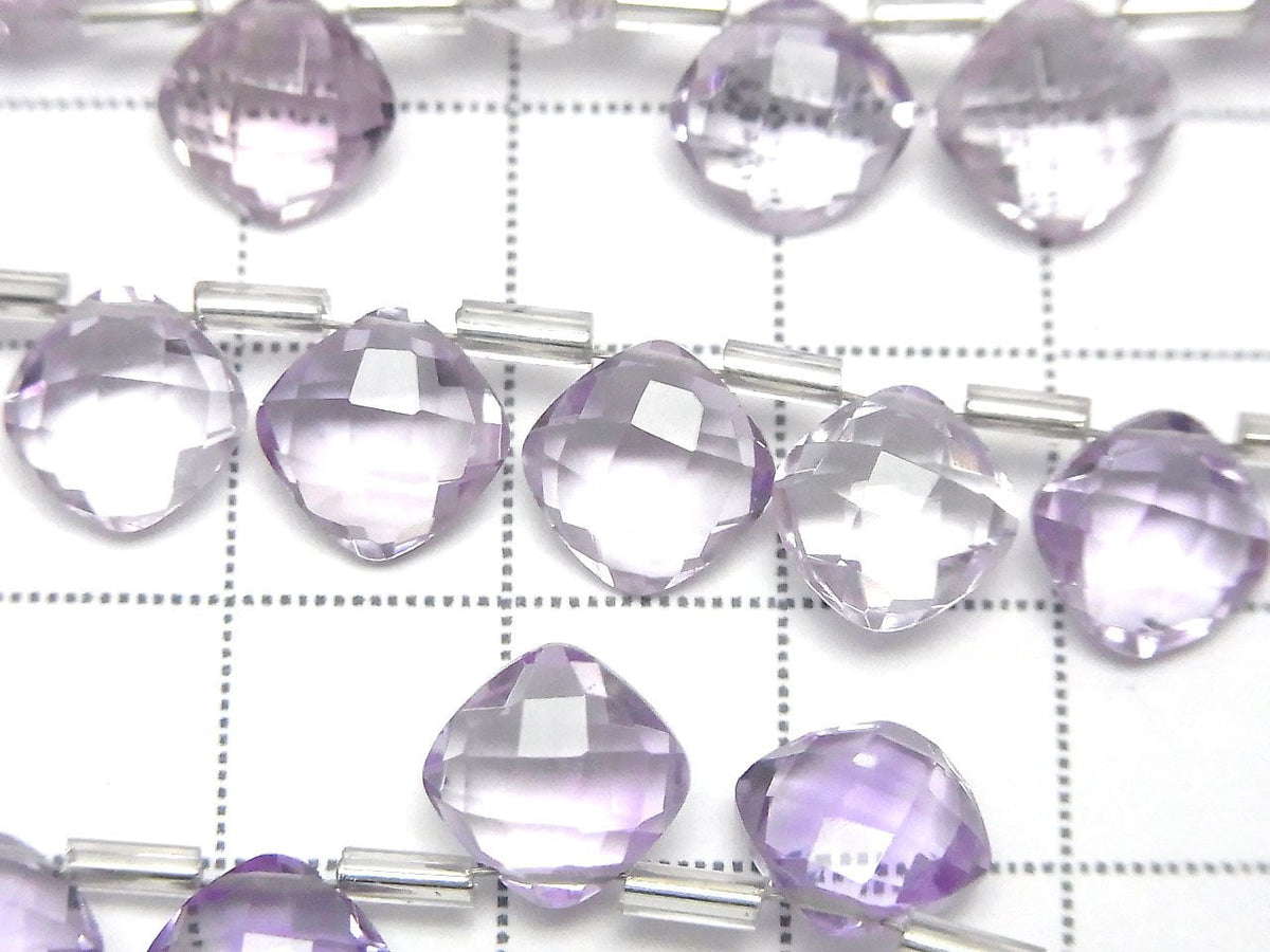 Hochwertiger Rosa Amethyst AAA Diamantform (Kissen-Schliff) 9x9mm Halbe oder 1 Strang (18 Stück)