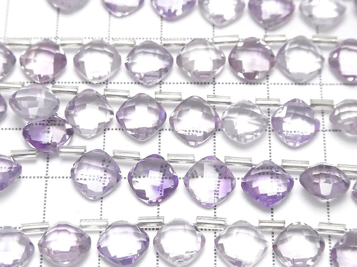 Hochwertiger Rosa Amethyst AAA Diamantform (Kissen-Schliff) 9x9mm Halbe oder 1 Strang (18 Stück)
