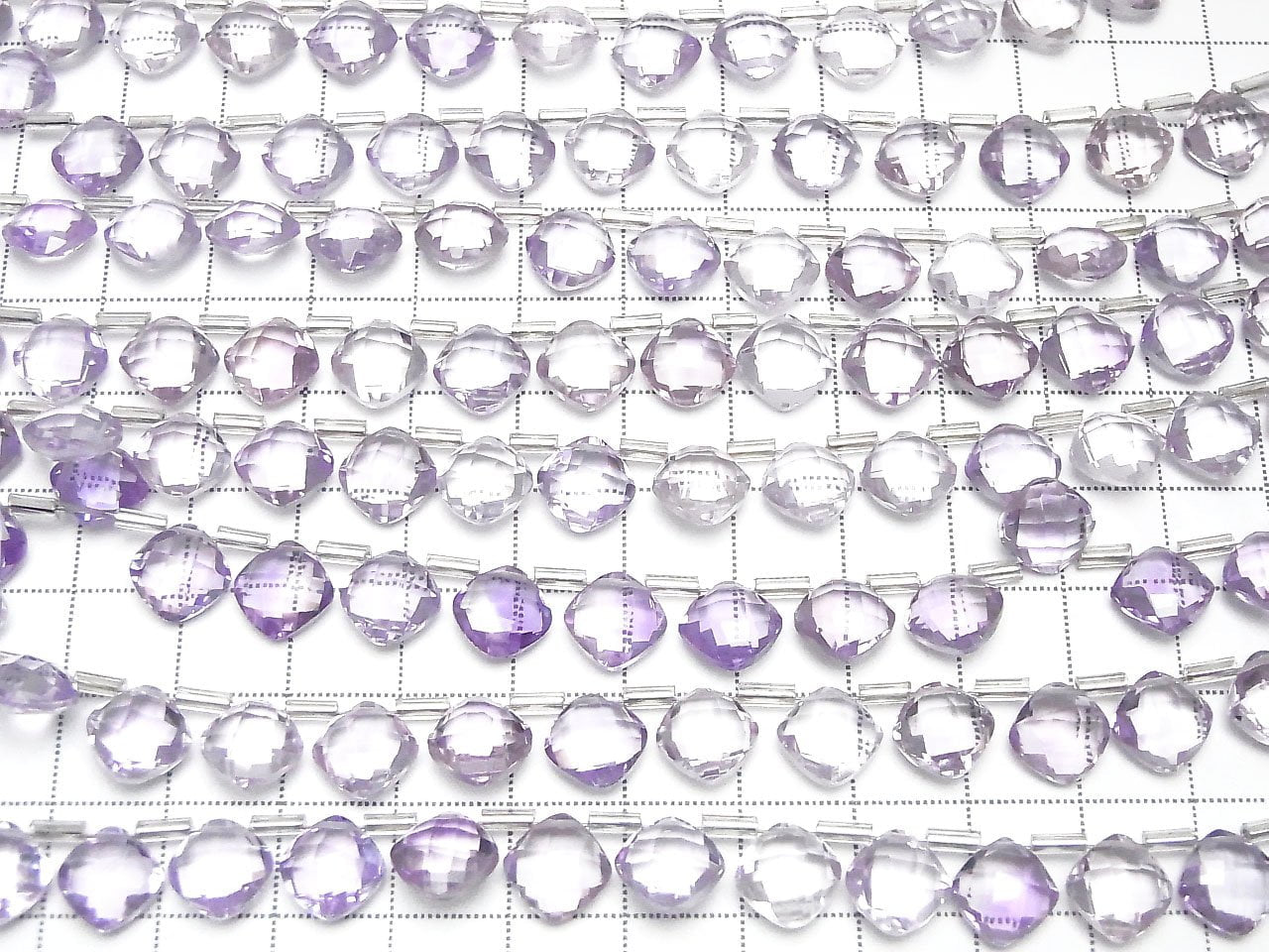 Hochwertiger Rosa Amethyst AAA Diamantform (Kissen-Schliff) 9x9mm Halbe oder 1 Strang (18 Stück)