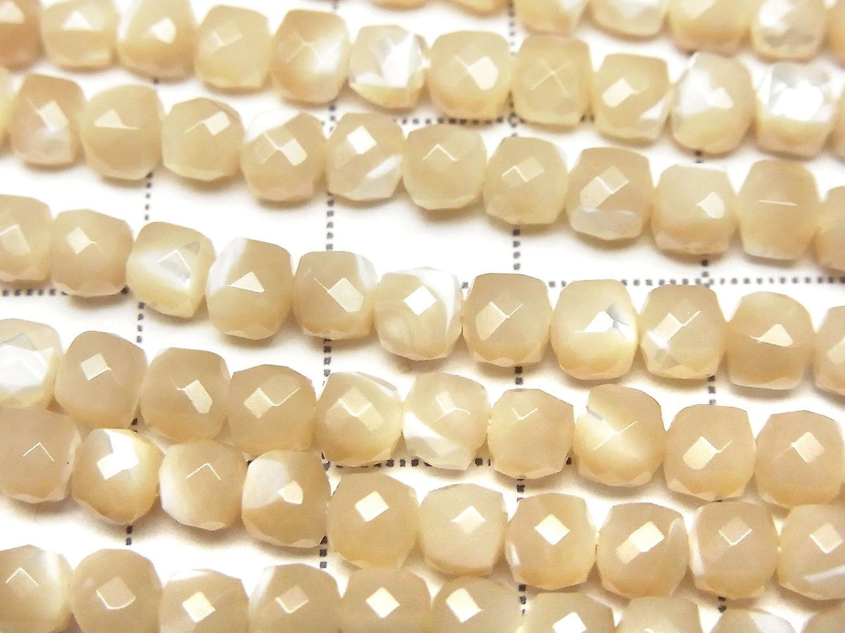High Quality! Mother of Pearl MOP Beige Cube Shape 4.5x4.5x4.5mm 1strand beads (aprx.15inch/36cm)