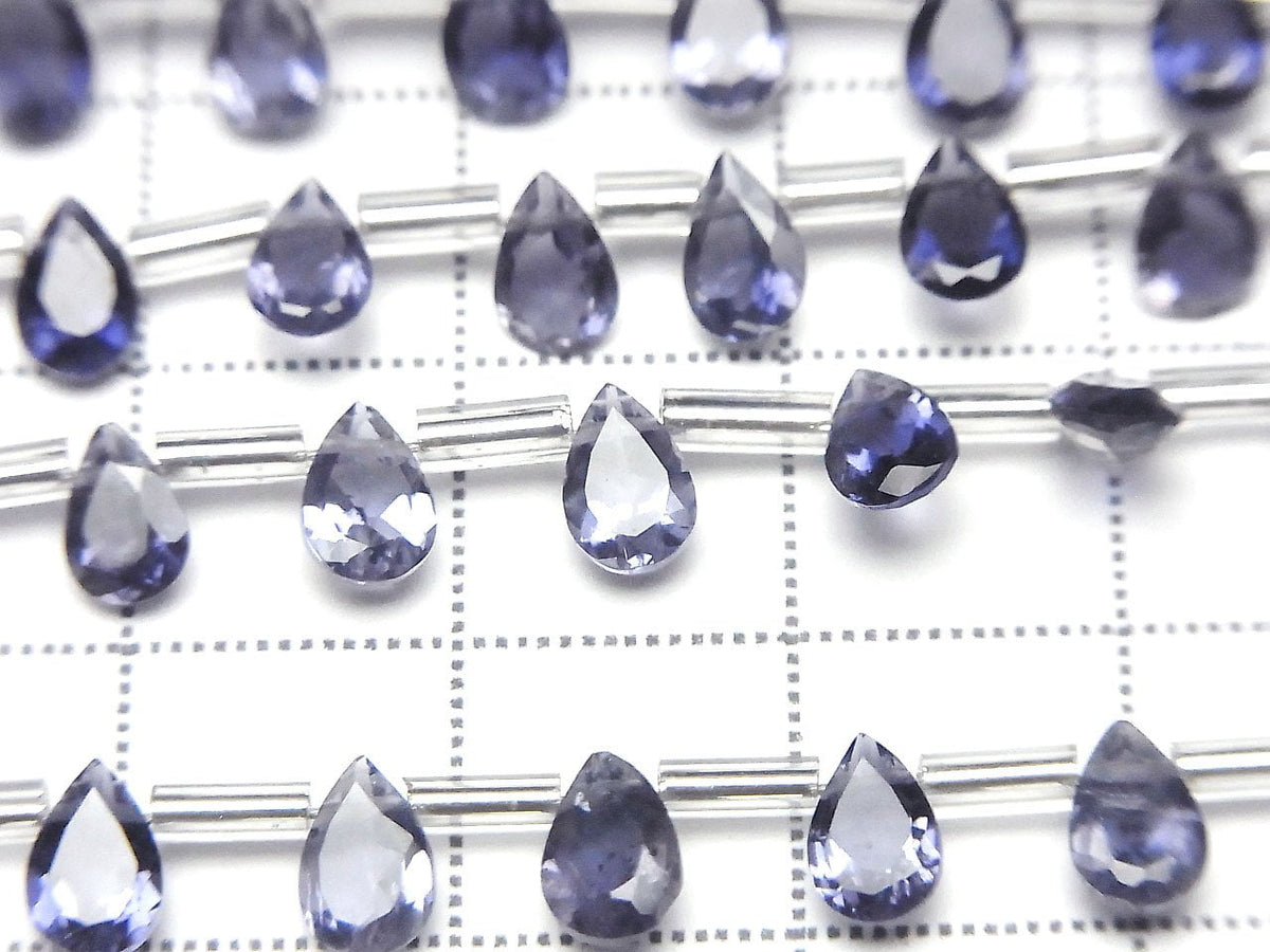 高品質堇青石 AAA 梨形刻面 6x4mm 1串 (18顆)