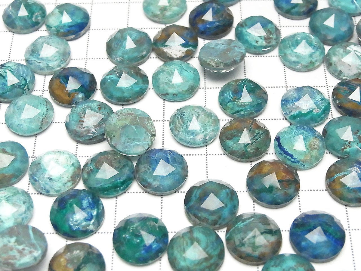 Chrysocolla x Crystal Quartz AAA Round Rose Cut 12x12mm 2pcs