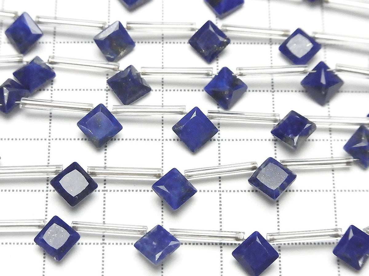 High Quality Lapislazuli AAA- Diamond Princess Cut 8x8mm 1strand beads (8pcs)