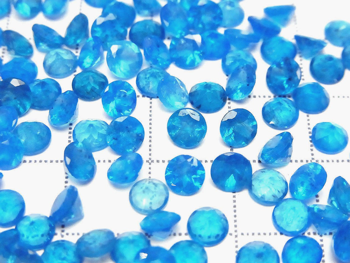 High Quality Neon Blue Apatite AAA Undrilled Round Faceted 5x5mm 2pcs