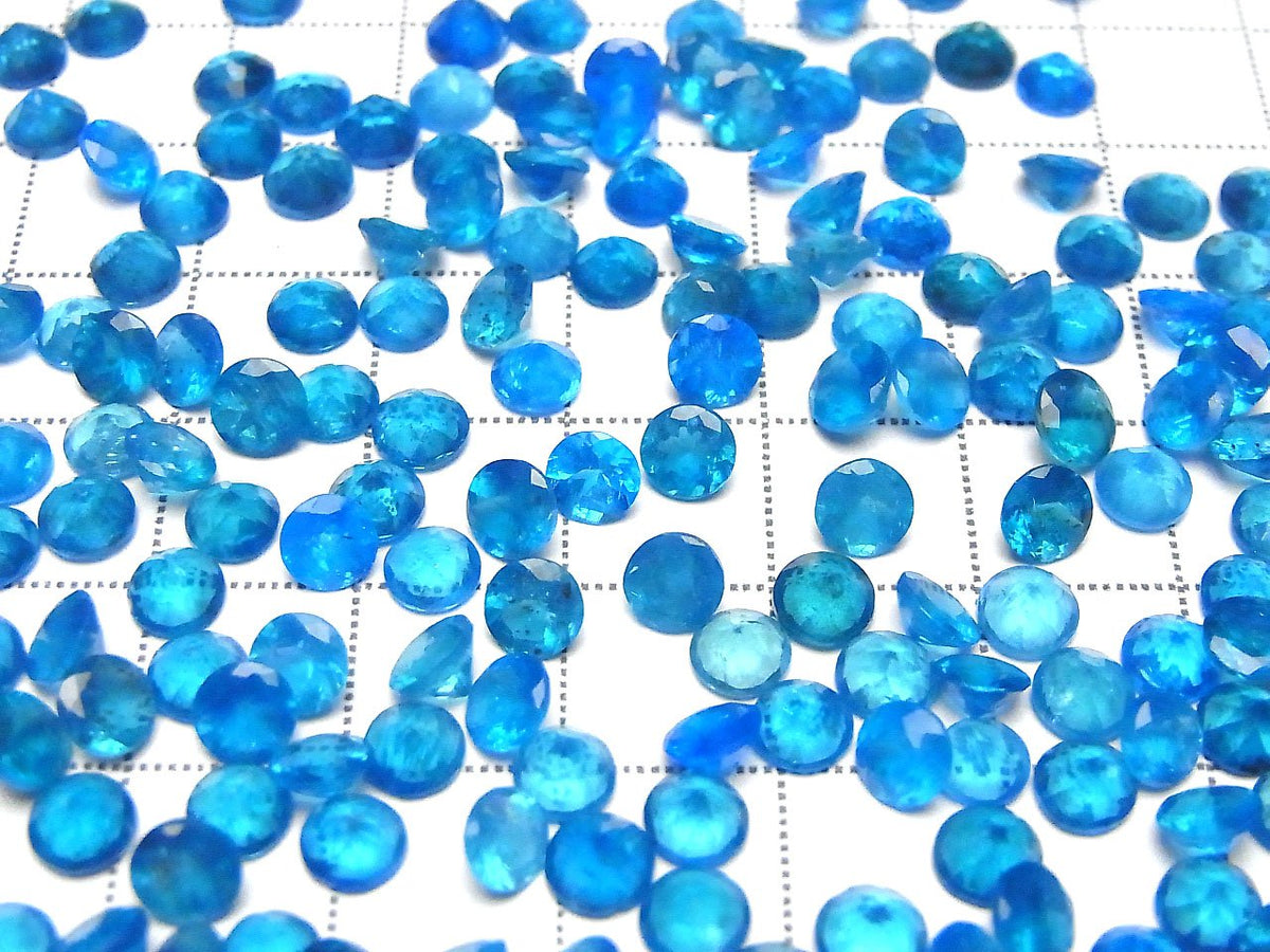 High Quality Neon Blue Apatite AAA Undrilled Round Faceted 5x5mm 2pcs