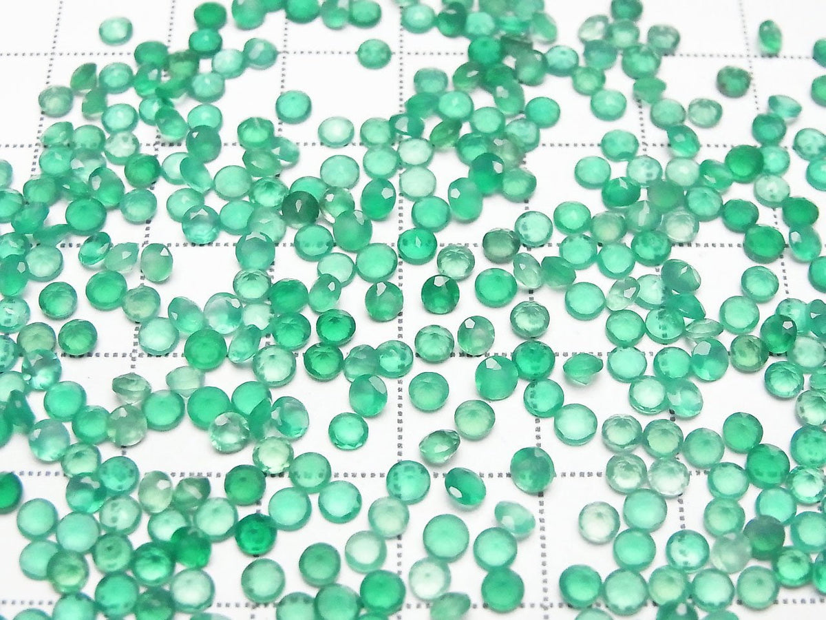 High Quality Green Onyx AAA Loose stone Round Faceted 3x3mm 10pcs