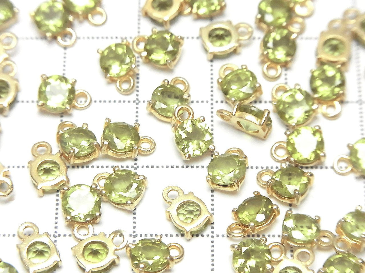 高品質橄欖石 AAA 級包鑲圓刻面 5x5mm 18KGP 3顆