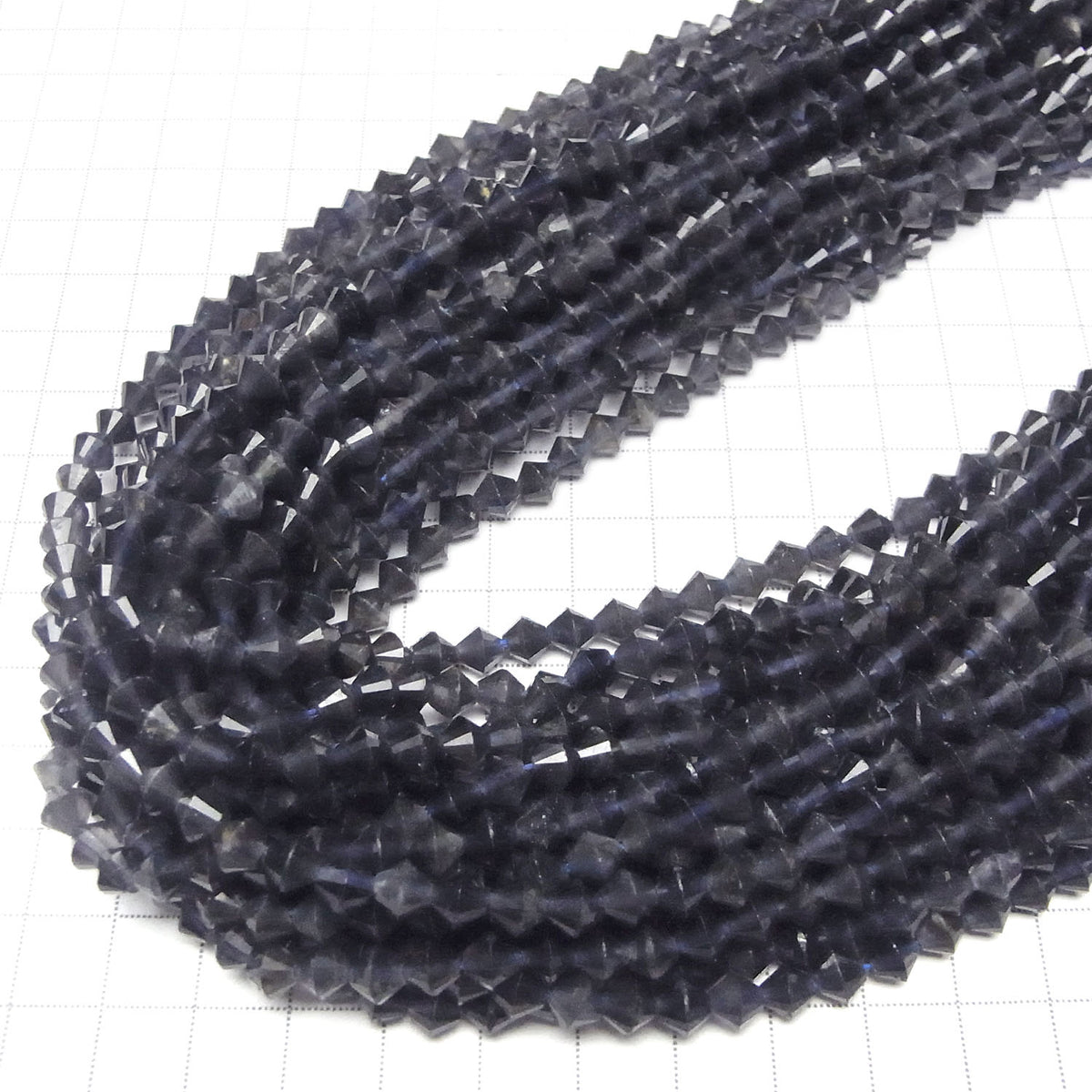 高品質！堇青石 AA+ 算盤刻面 6x6x5mm 半串或 1 串珠子 (約 15 英寸/37 公分)