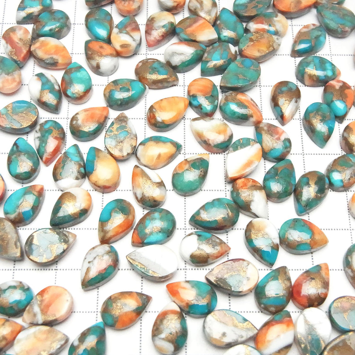 牡蠣銅綠松石梨形蛋面 12x8mm 3顆