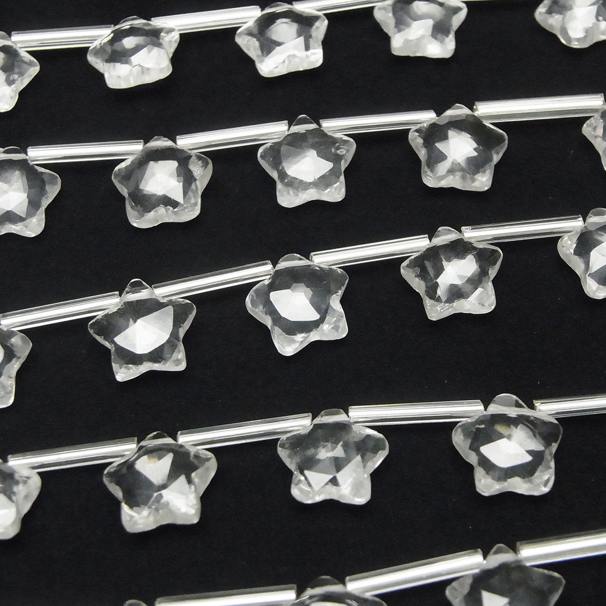 High Quality Crystal Quartz AAA Faceted Star 10x10mm 1strand beads (9pcs)