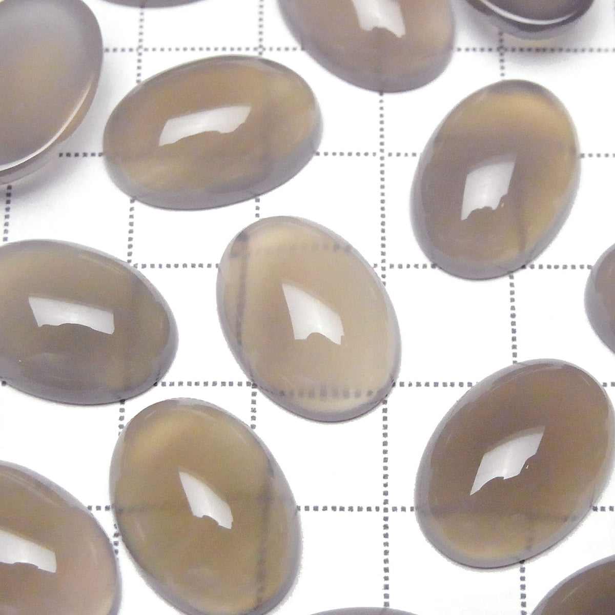 灰色縞瑪瑙 AAA 橢圓形素面蛋面 18x13mm 3顆