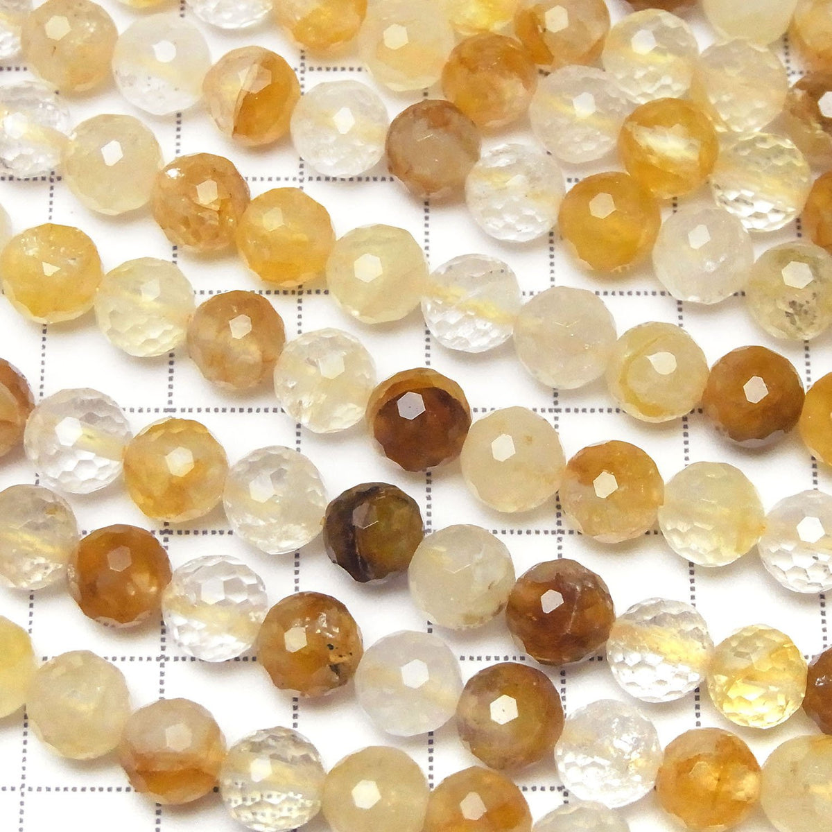 高品質！黃赤鐵礦石 128 切面圓珠 8mm 半串或 1 串珠子 (約 15 英寸/36 公分)