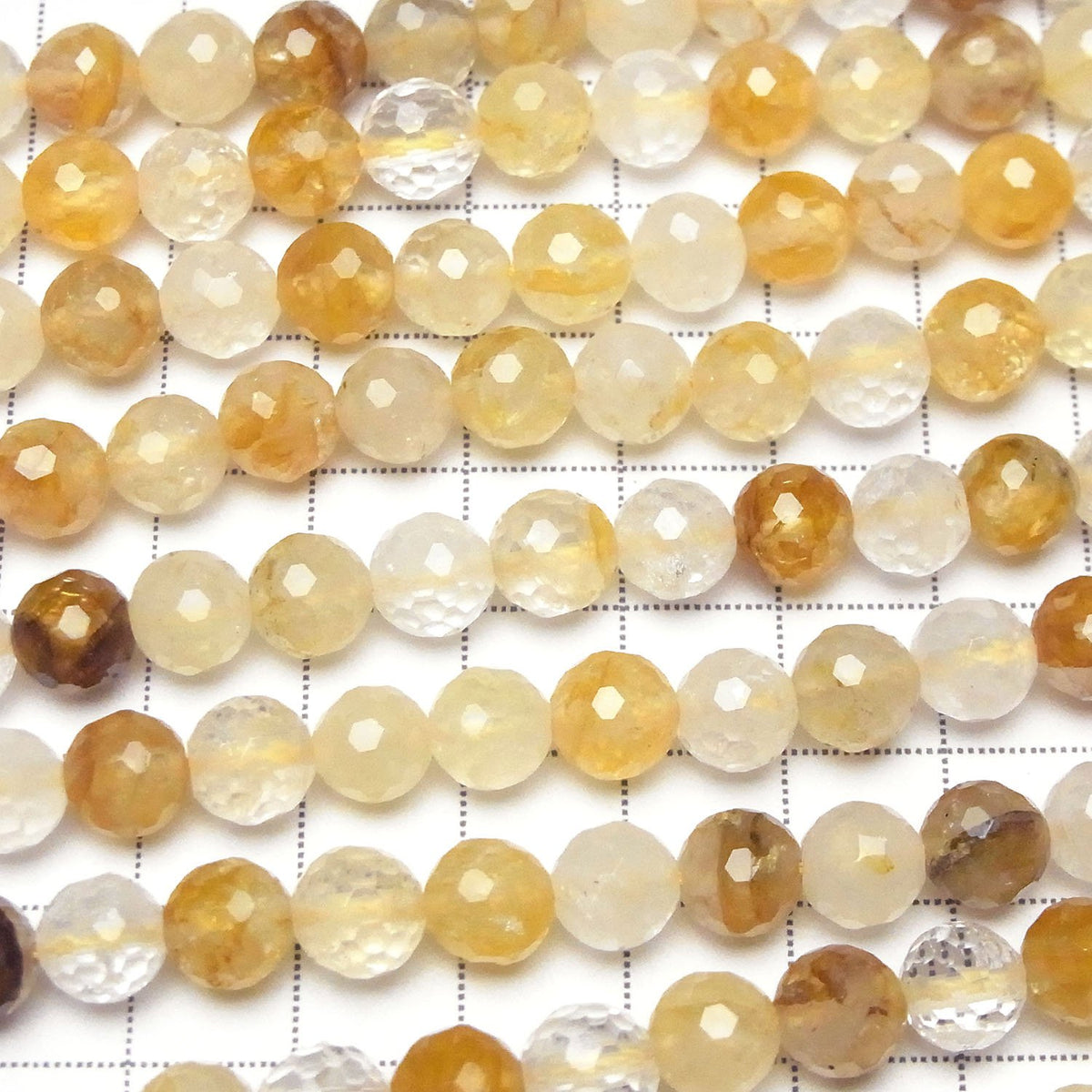 高品質！黃赤鐵礦石 128 切面圓珠 8mm 半串或 1 串珠子 (約 15 英寸/36 公分)