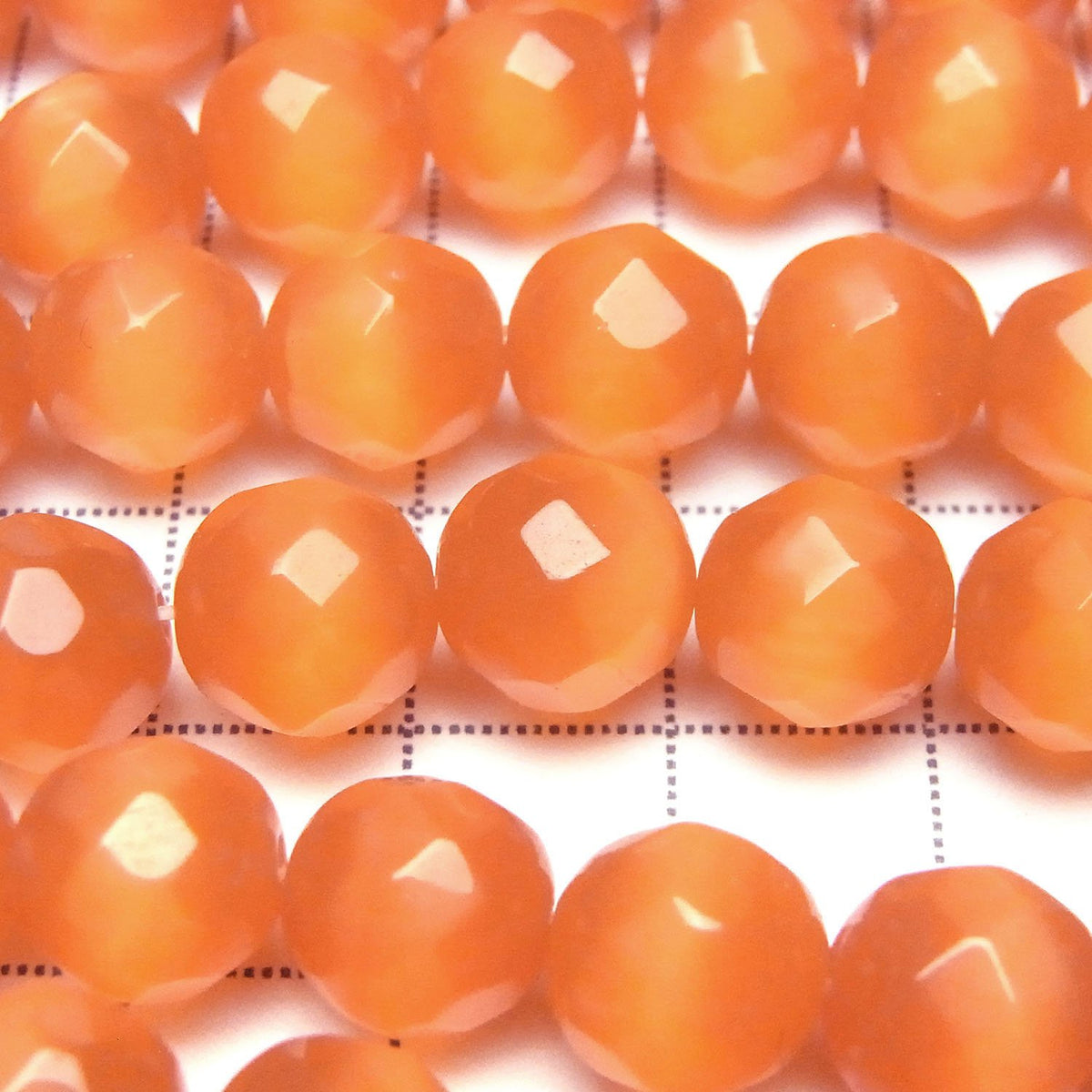 1strand $4.79! Orange Color Cat's Eye (Glass) Faceted Round 10mm 1strand beads (aprx.13inch / 33cm)