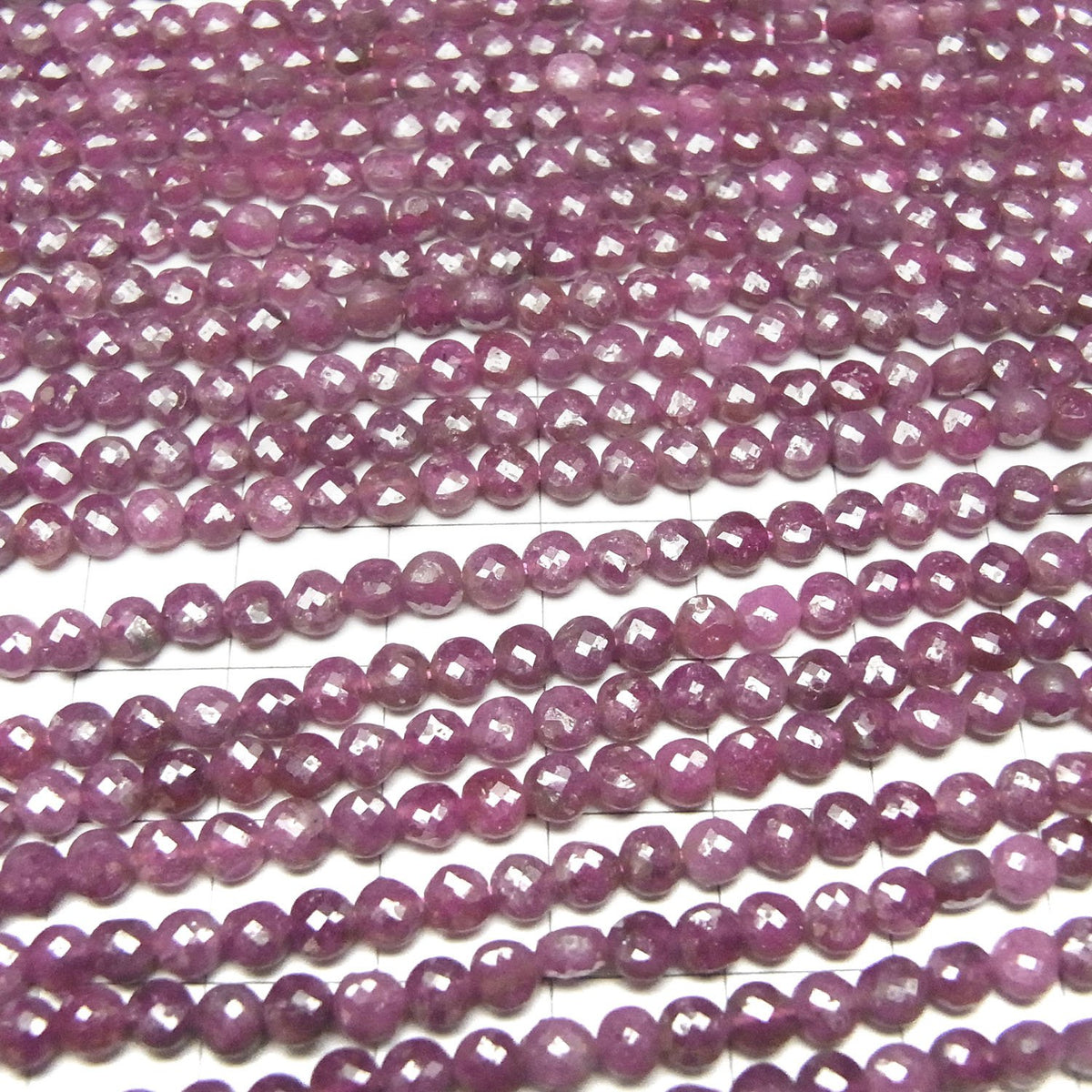 高品質！紅寶石 AA+ 切面錢幣形 4x4x2.5mm 1串珠子 (約15英吋/37公分)