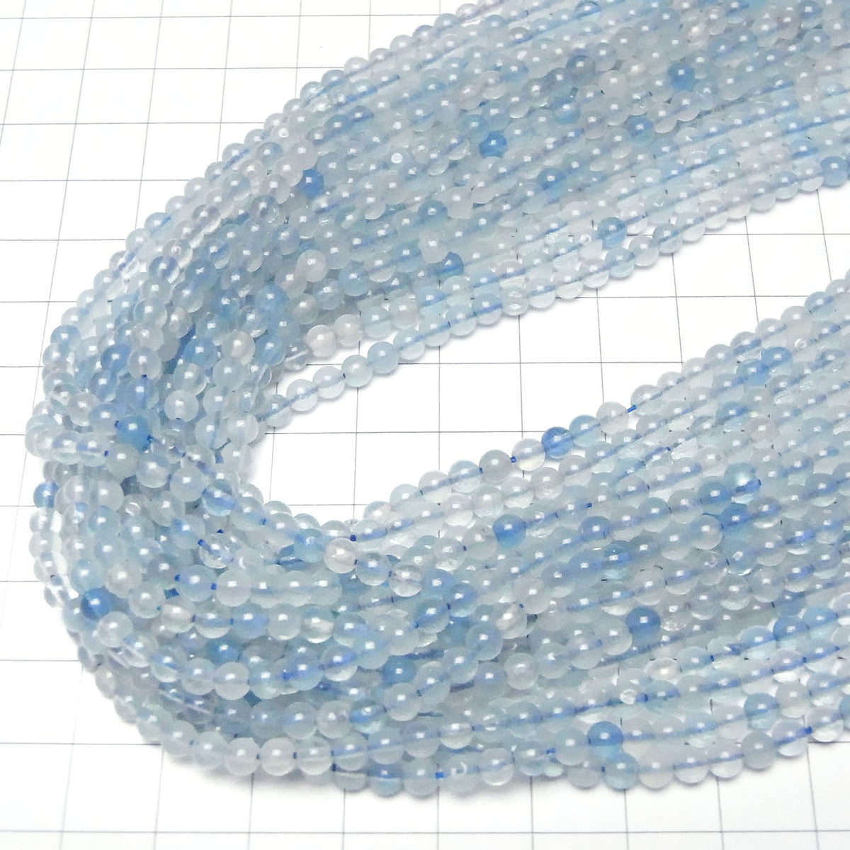 Perles rondes en aigue-marine AA+ 4 mm 1 fil (environ 37 cm)