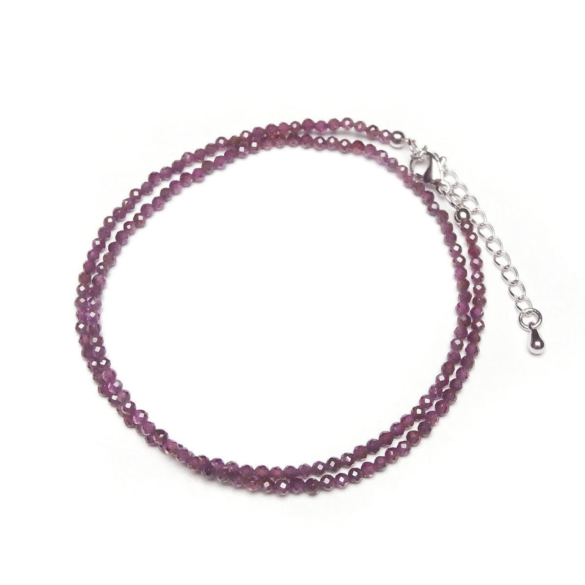 De haute qualité ! Collier en grenat indien rond à facettes AAA de 2 mm