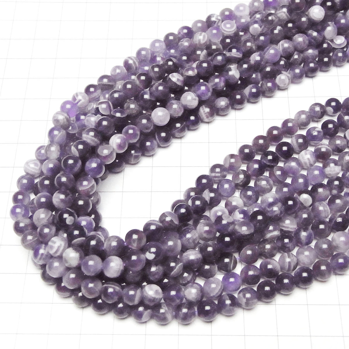 Gestreifter Amethyst Runde 6mm 1Strang Perlen (ca. 15 Zoll/36 cm)