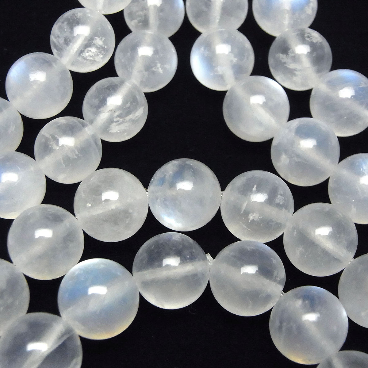 Pierre de lune bleue royale AA+ ronde 9-10mm 1 brin de perles (Bracelet)