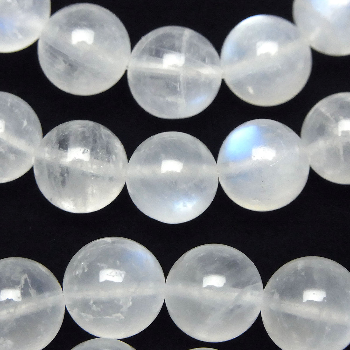 Pierre de lune bleue royale AA+ ronde 9-10mm 1 brin de perles (Bracelet)