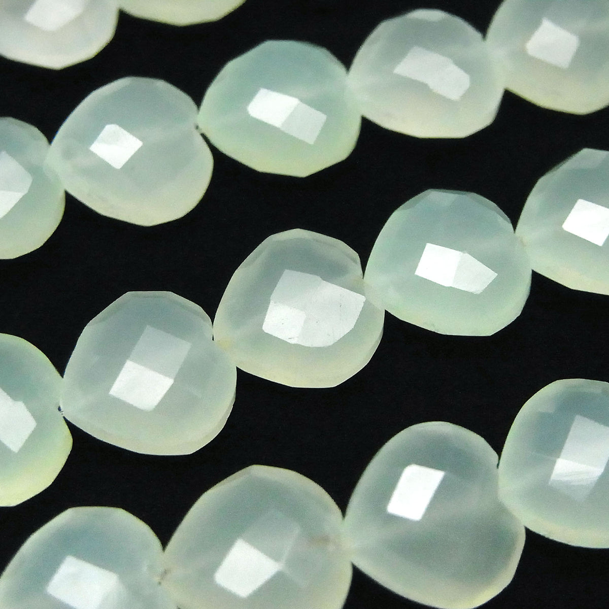 Light Green Chalcedony AAA Vertical Hole Heart cut 10x10mm half or 1strand beads (aprx.6inch / 16cm)