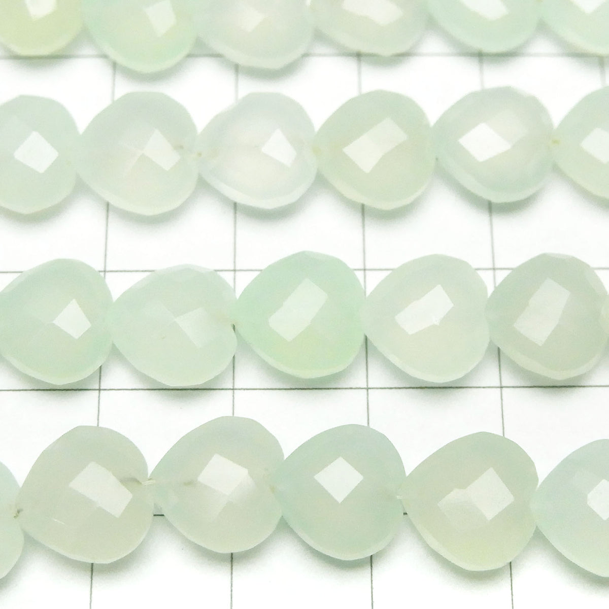 Light Green Chalcedony AAA Vertical Hole Heart cut 10x10mm half or 1strand beads (aprx.6inch / 16cm)