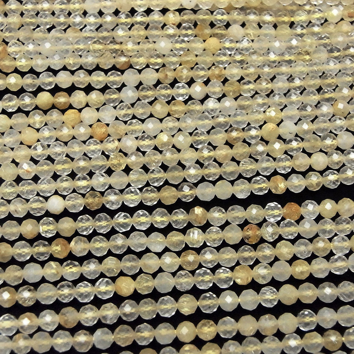 Haute qualité ! Quartz rutile AA++ facetté rond 4mm, 1 fil (environ 15 pouces / 37 cm)