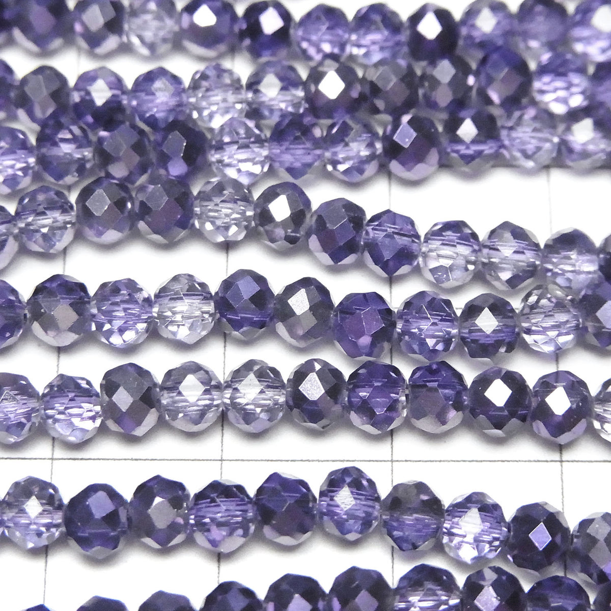 Perles de verre à facettes, bouton, rondelle, 4x4x3mm, violet, semi-enduites, 1 fil de perles (environ 16 pouces/39cm)