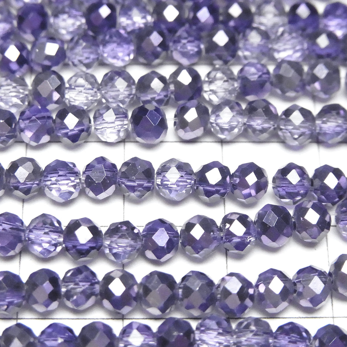 Perles de verre à facettes, bouton, rondelle, 4x4x3mm, violet, semi-enduites, 1 fil de perles (environ 16 pouces/39cm)