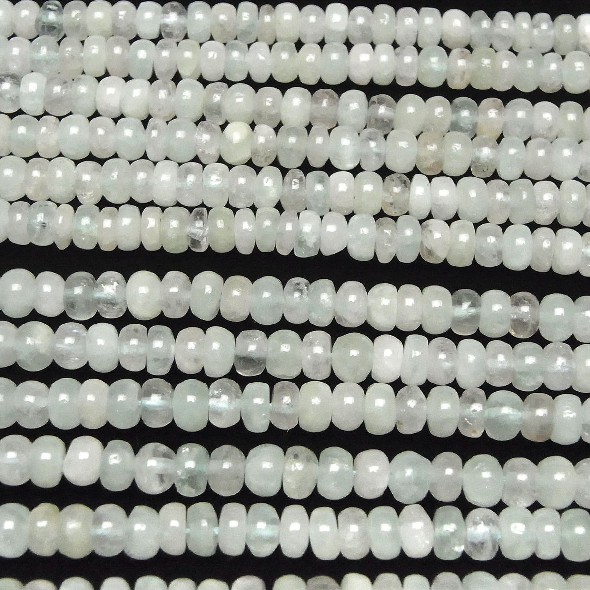 Béryl Mix (Aigue-marine multicolore) AA++ Rondelle 6 x 6 x 3 mm, un demi ou un rang de perles (env. 38 cm)