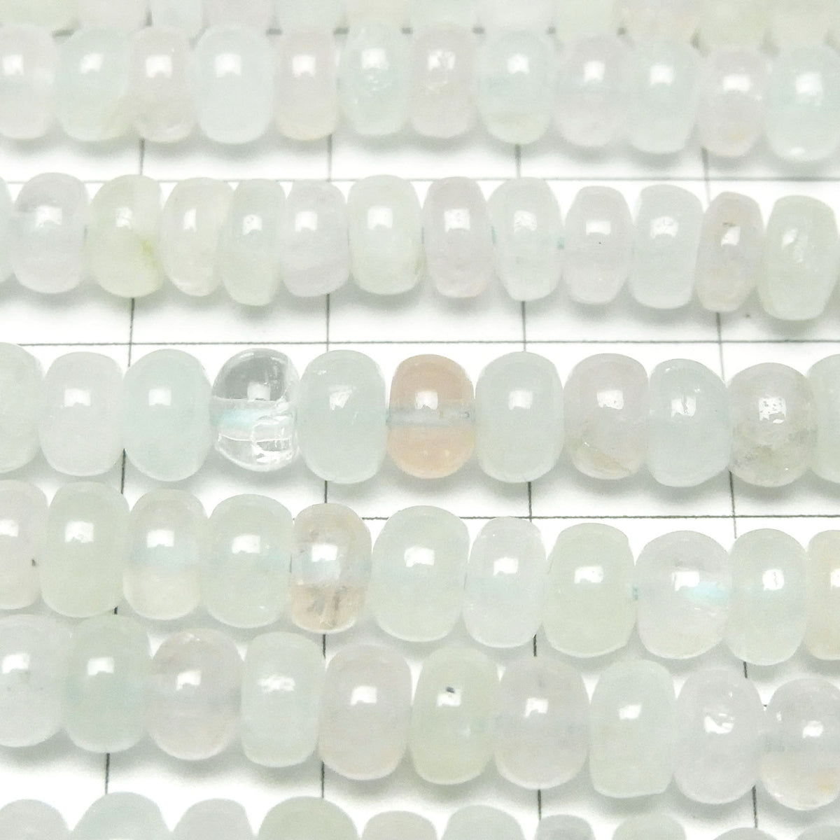 Béryl Mix (Aigue-marine multicolore) AA++ Rondelle 6 x 6 x 3 mm, un demi ou un rang de perles (env. 38 cm)