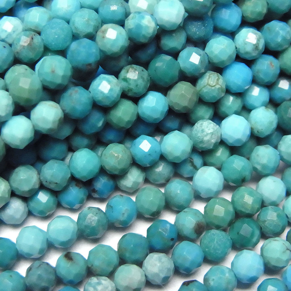 De haute qualité ! Perles Turquoise AA++ Rondes Facettées 3 mm demi ou 1 fil (environ 37 cm)