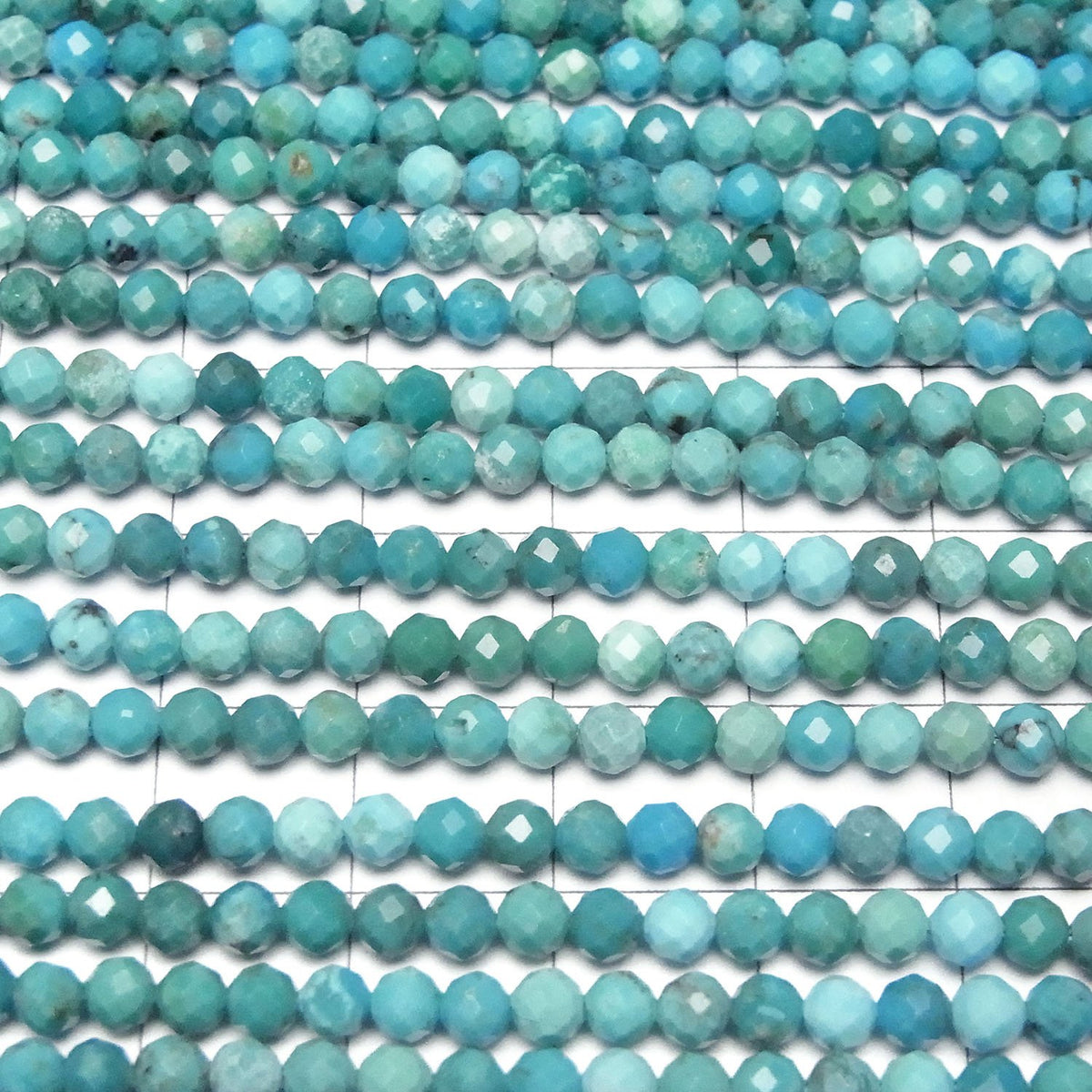 De haute qualité ! Perles Turquoise AA++ Rondes Facettées 3 mm demi ou 1 fil (environ 37 cm)
