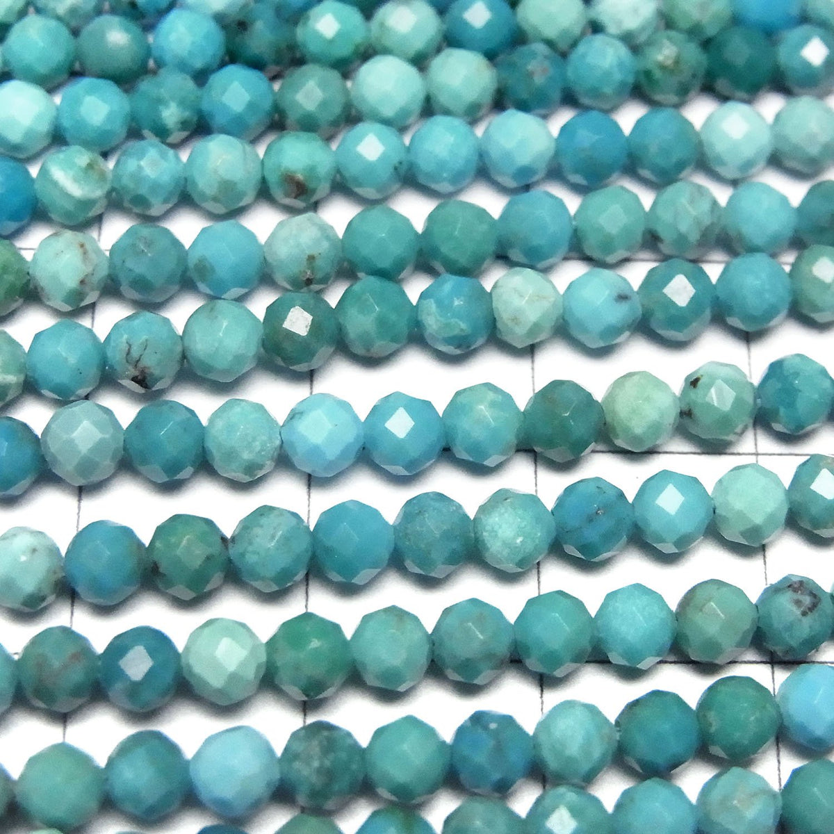 De haute qualité ! Perles Turquoise AA++ Rondes Facettées 3 mm demi ou 1 fil (environ 37 cm)