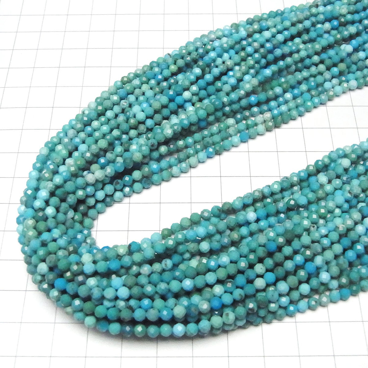 De haute qualité ! Perles Turquoise AA++ Rondes Facettées 3 mm demi ou 1 fil (environ 37 cm)